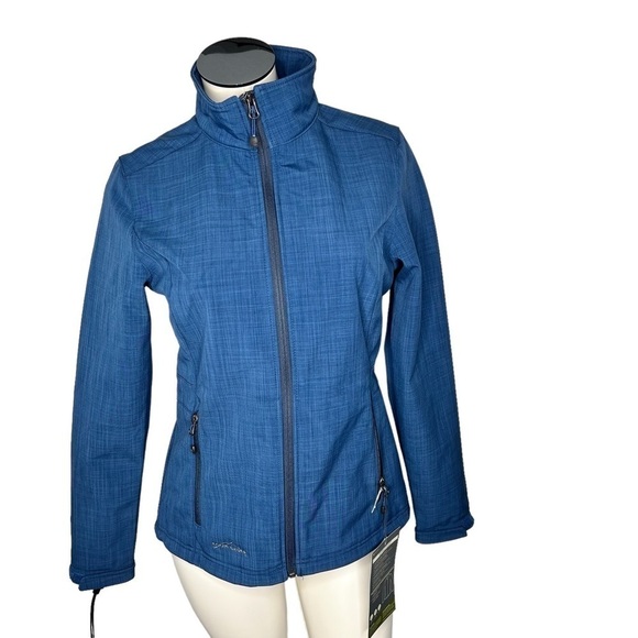 NWT EDDIE BAUER Women's Shaded Crosshatch Soft Shell Jacket Blue Size S - Picture 3 of 16